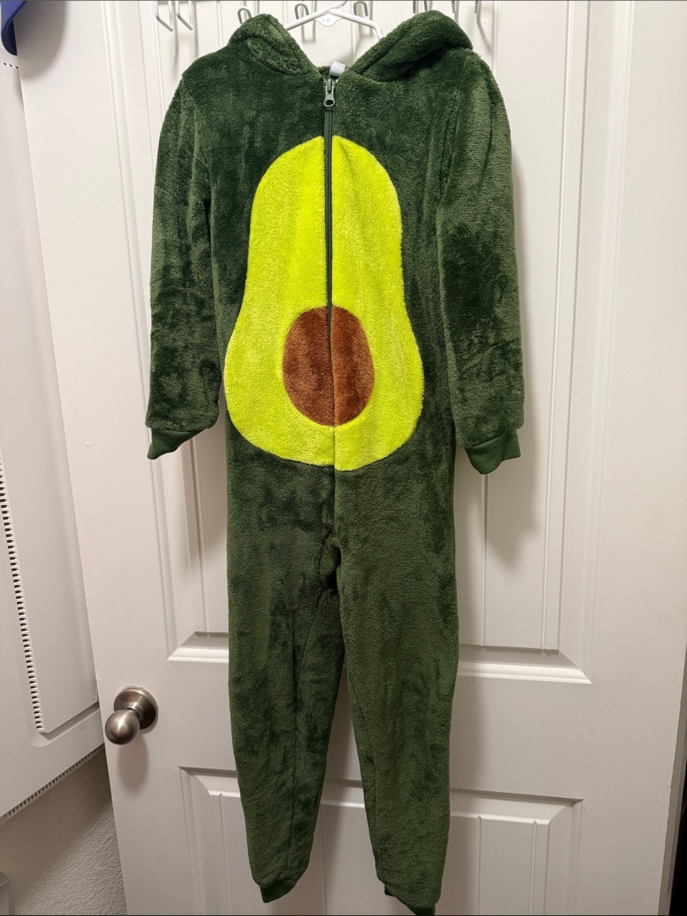 Plush Avocado Onesie - Hooded Zipper Pajama footless size 8Y
